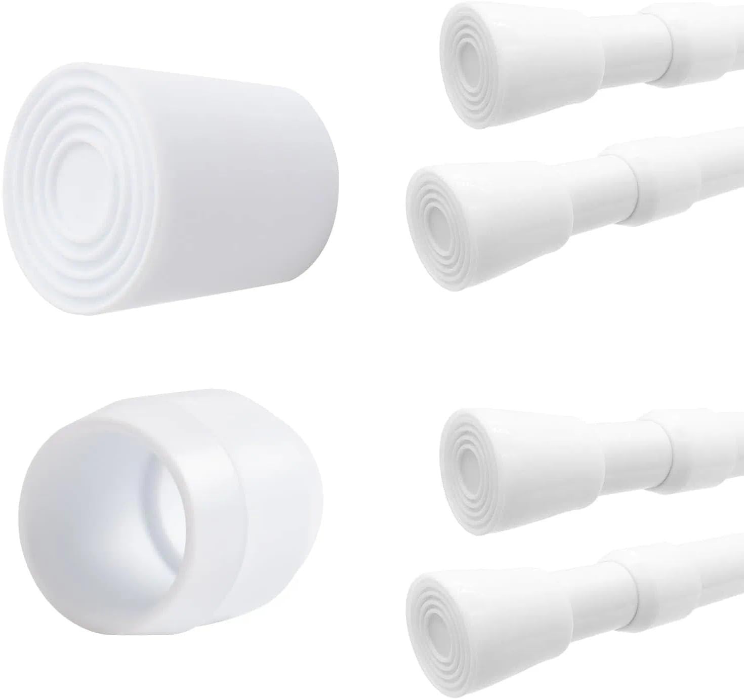 24 Pcs Rod End Caps Anti-Slip Waterproof Cover for 10-13mm Tension Poles White