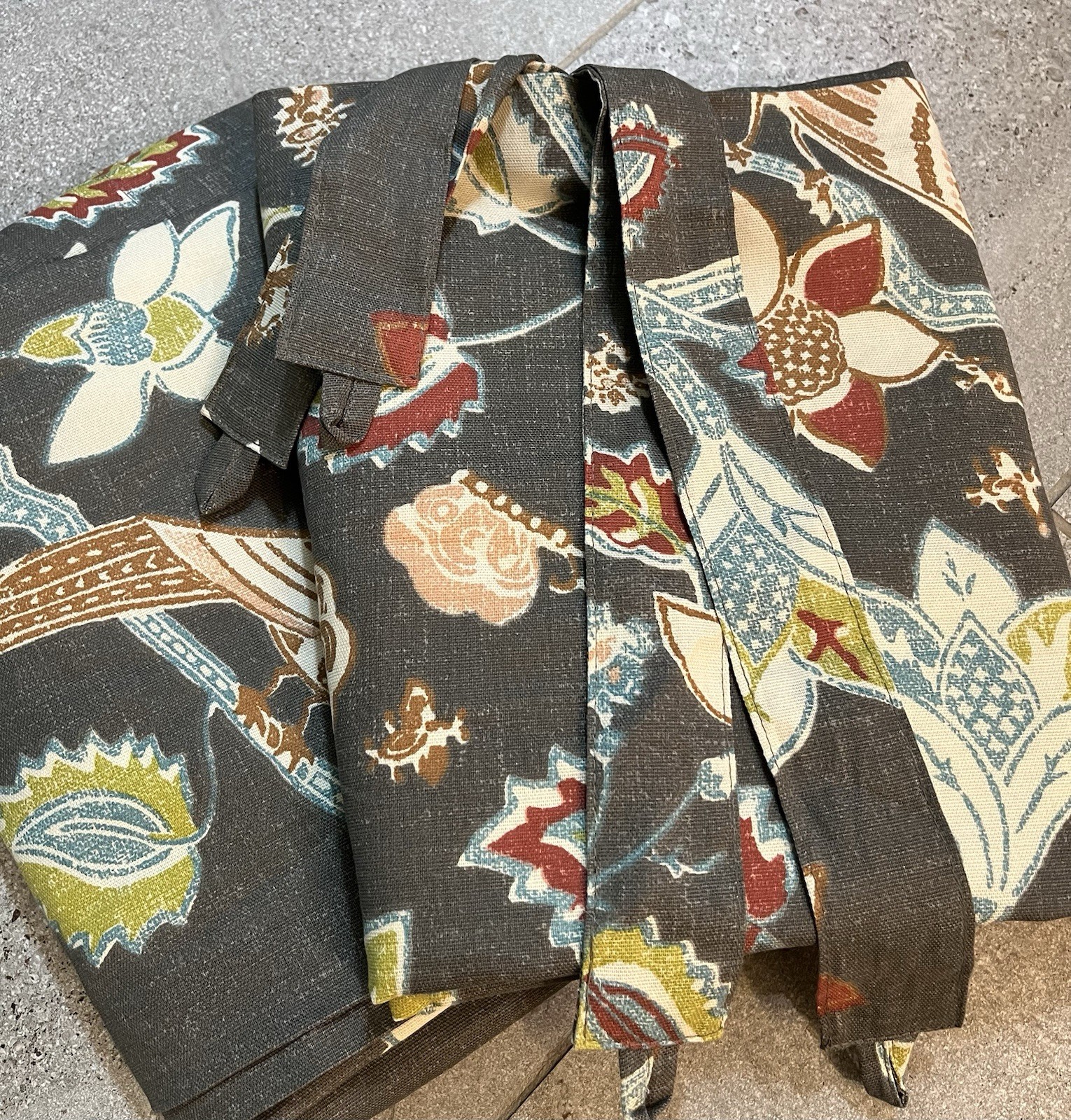 World Market Curtains Set Pakshi Bird Grey Boho 2 Panels 48×84 Cotton Lined