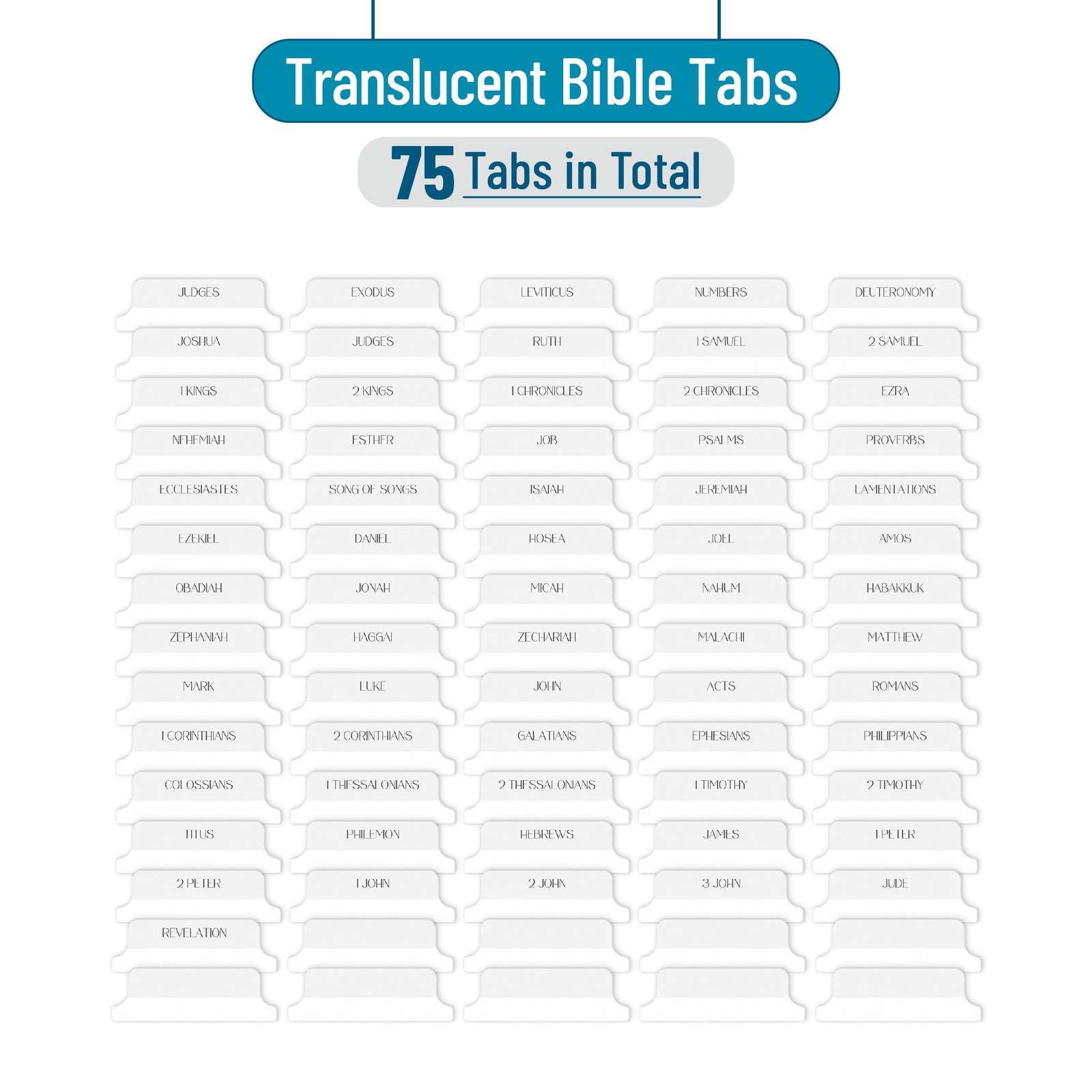 Mr. Pen- Bible Tabs, 75 Translucent White Laminated Transparent
