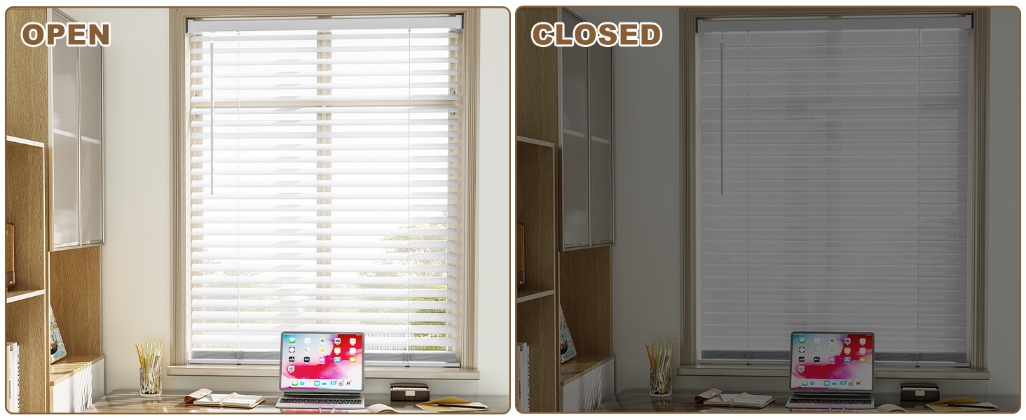 Window Blinds, 2” Cordless Blind for Indoor Windows, 35″ W X 64″ H Mini