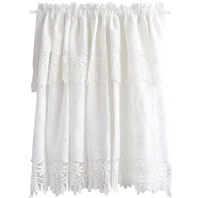Lace Short Curtain Door Window Cabinet Home Embroidered Cotton White Height 85cm