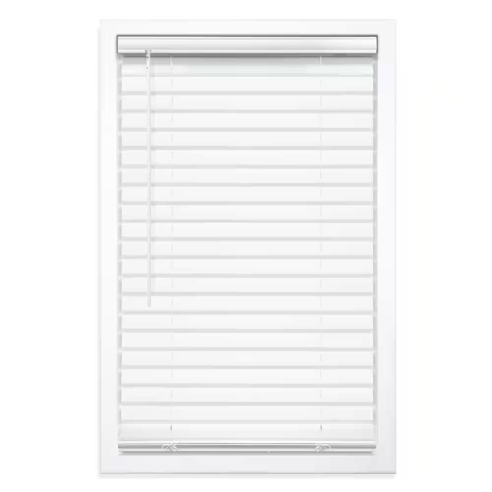 White Cordless Room Darkening Vinyl Blinds with 2 In. Slats – 36 In. W X 64 In.