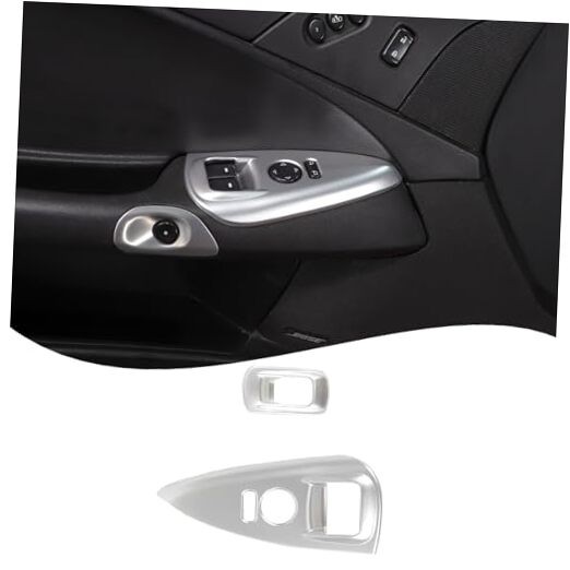 Car Window Glass Lift Switch Frame Cover Trim Compatible with Corvette silver