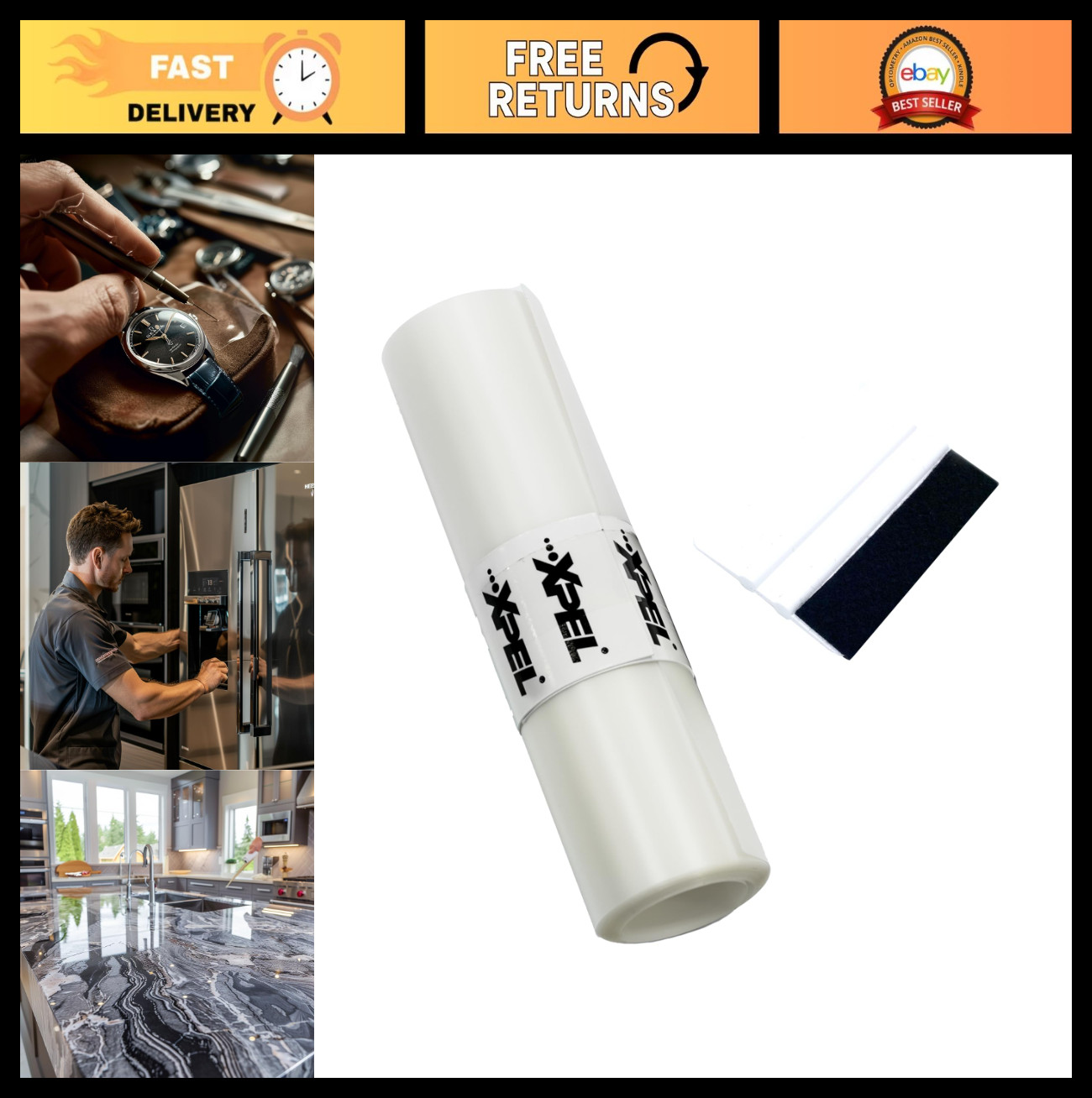 Clear Scratch Protection Film 12″x60″ Roll – 8mil Polyurethane for Countertops &