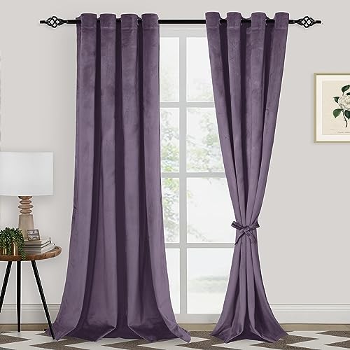 Purple Velvet Curtains 96 Inches Long, 52″W x 96″L (Pack of 2) Lavender