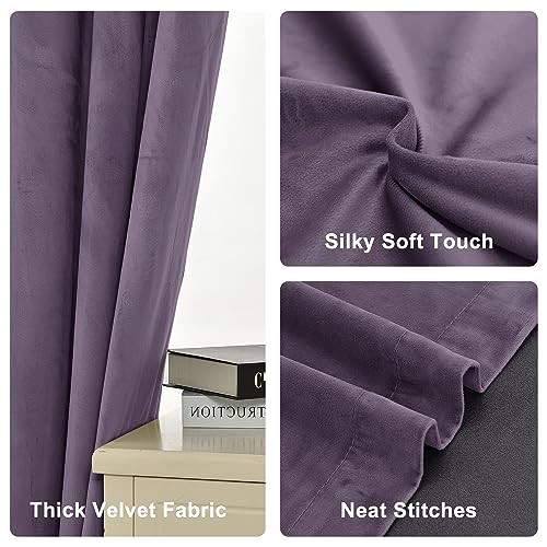 Purple Velvet Curtains 96 Inches Long, 52″W x 96″L (Pack of 2) Lavender