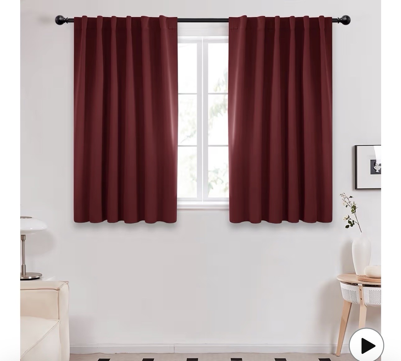 Burgandy Solid Curtains Thermal Insulated Blackout 52Wx54L” 2 Panels
