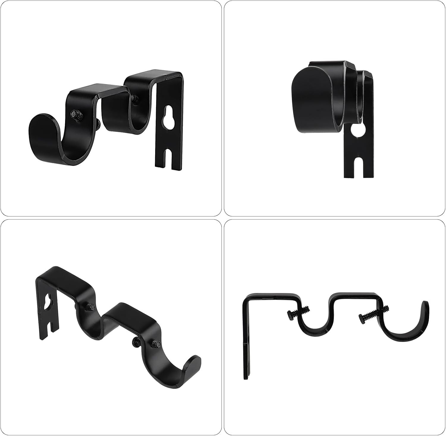6 Pack Double Curtain Rod Brackets,Heavy Duty Adjustable Curtain Rod Holders