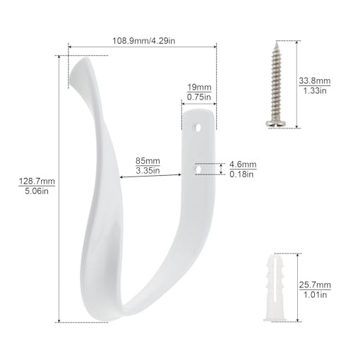 Pack Curtain Holdbacks, Aluminum Alloy Wall Mounted Decorative Drapery 2 White