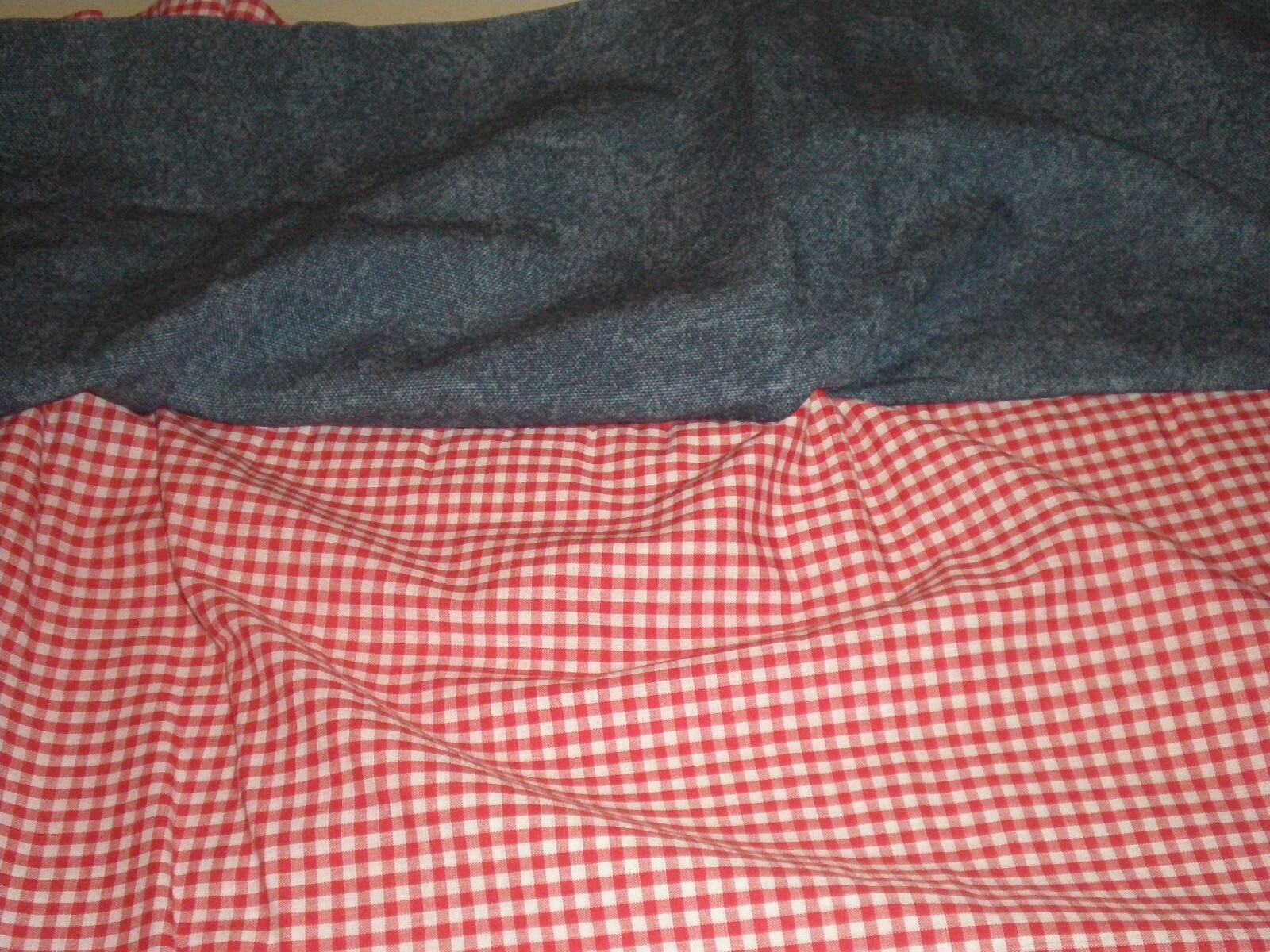 Denim Gingham Ruffled Blouson RP Valance Cotton Country Rustic Western 3 avail
