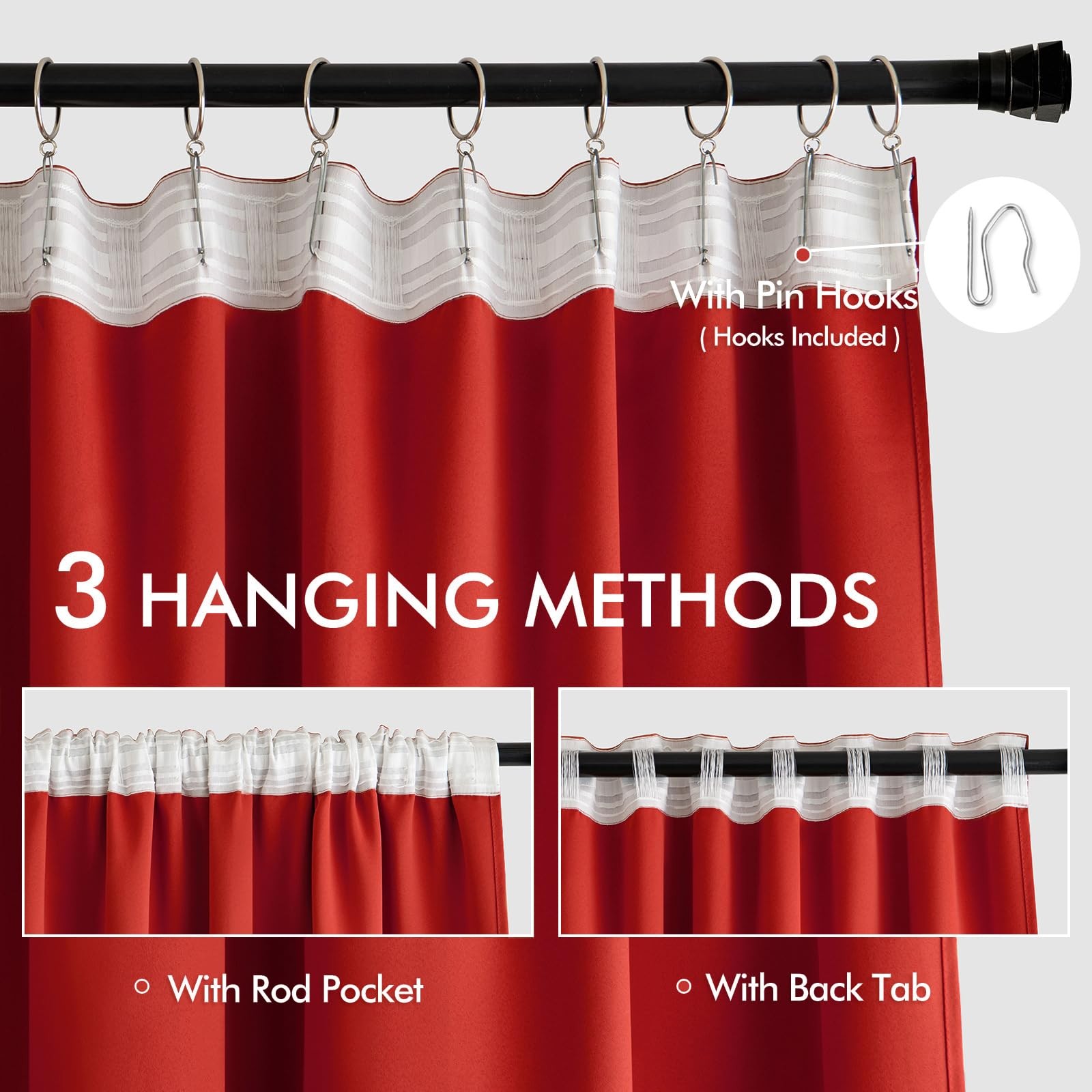 MIULEE 102″ Red Blackout Curtains 2 Panels Set Thermal Insulated Drapes