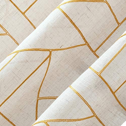 – 54889 Fragmented Geometric Embroidery Mid 50″W x 84″L (Pack of 1) Gold/Linen