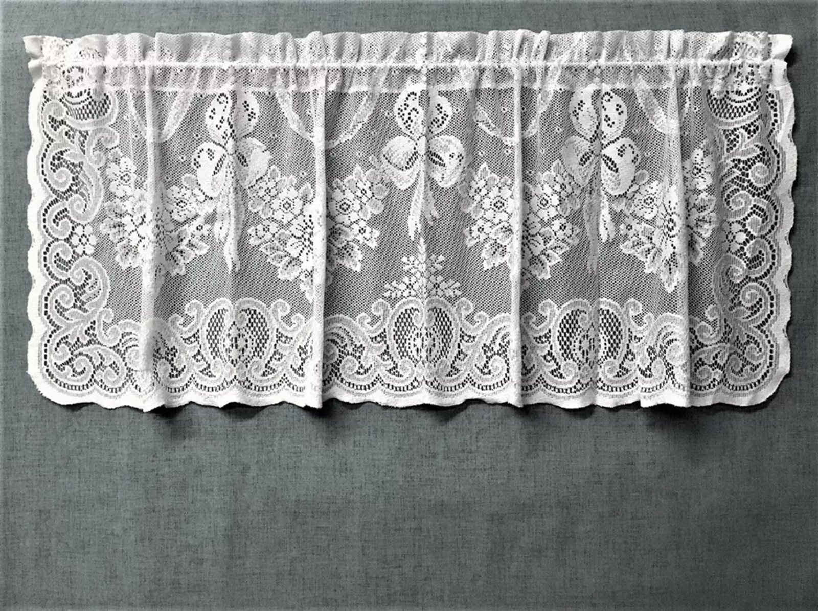 Ayshire Lace Valance White Cotton Blend 60″ x 18″ Livingroom Bedroom