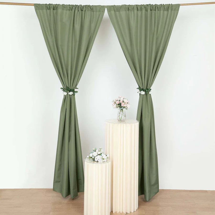 SAGE GREEN 2 Drapery Panels 8 ft Polyester Backdrop CURTAINS Rod Pockets Party