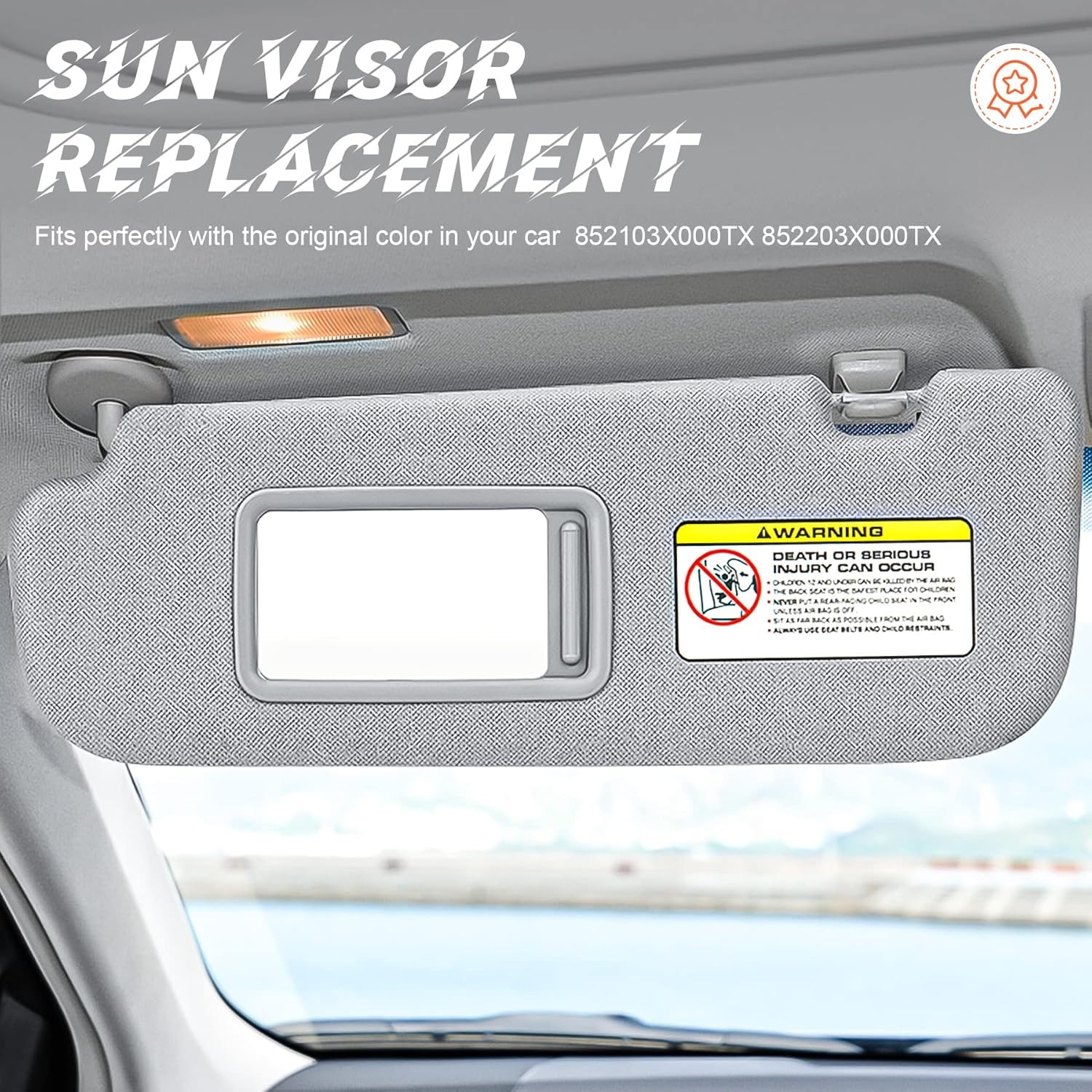 Gray Driver Left+Passenger Right Side Sun Visor 2011-12-13-14-15 Hyundai Elantra