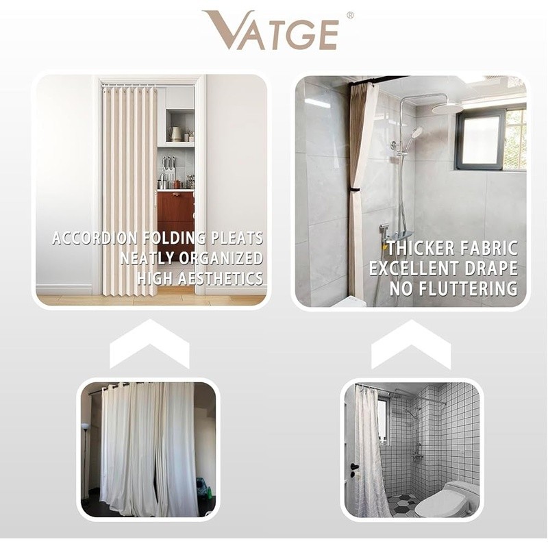Closet Curtains Doorways Pleated Folding Doors Curtain for Closet Room Divider