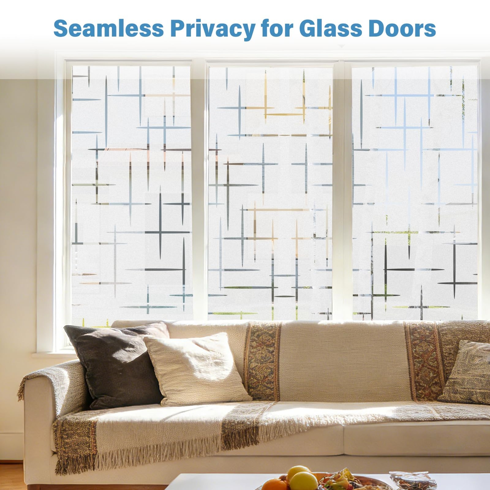Finnez Frosted Window Film Non-Adhesive, Frosting Privacy Film for Glass Windows