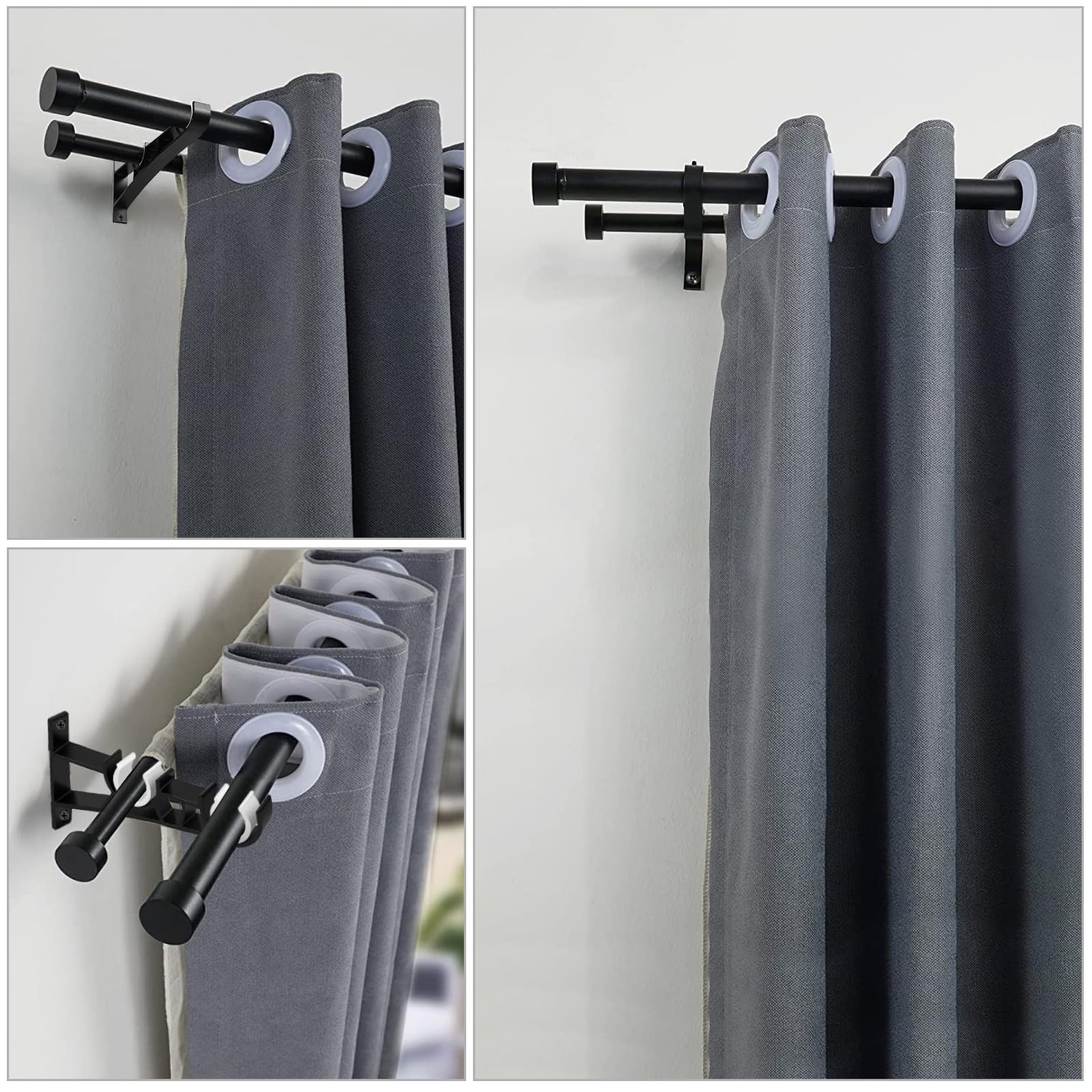 Curtain Rod Bracket, 3 Pack Double Curtain Rod Brackets, Heavy Duty Drapery Hold
