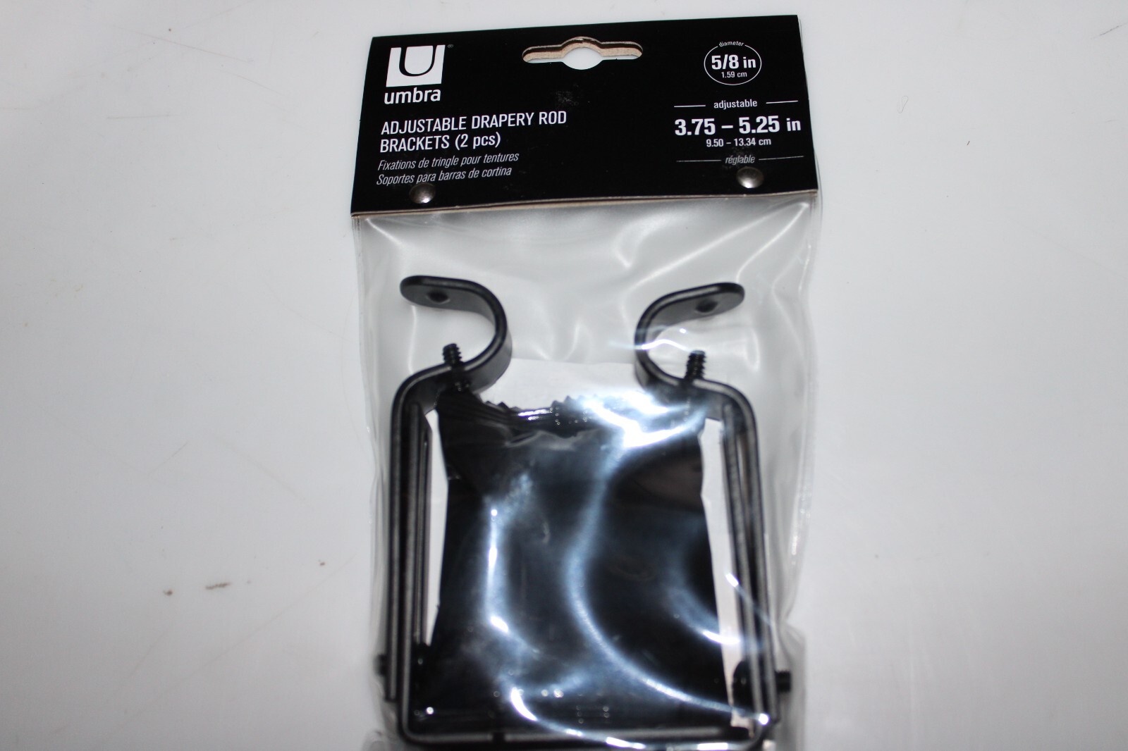 Umbra 244930-038 5/8 in. Steel Drapery Wall Brackets Set – Black – 2 Piece NEW
