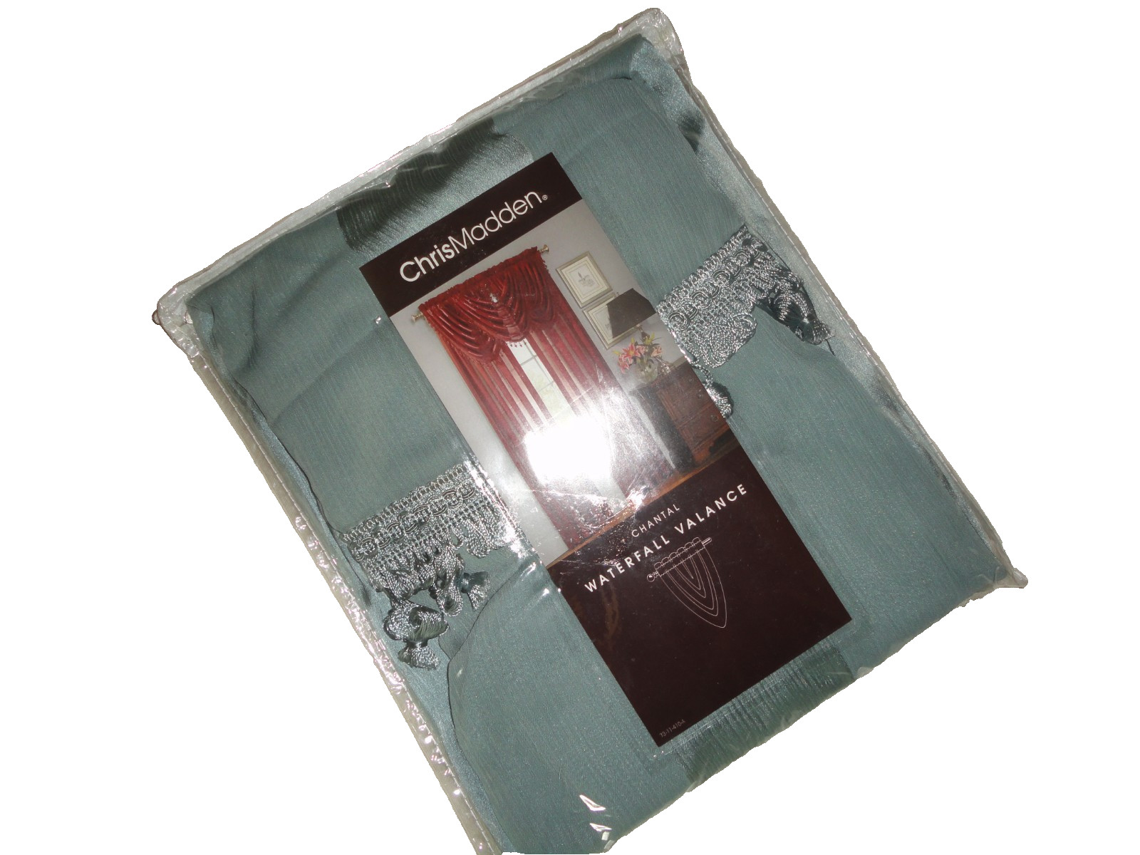 JC PENNEY CHRIS MADDEN SEASIDE BLUE CHANTAL STRIPE SHEER WINDOW VALANCE 58X38