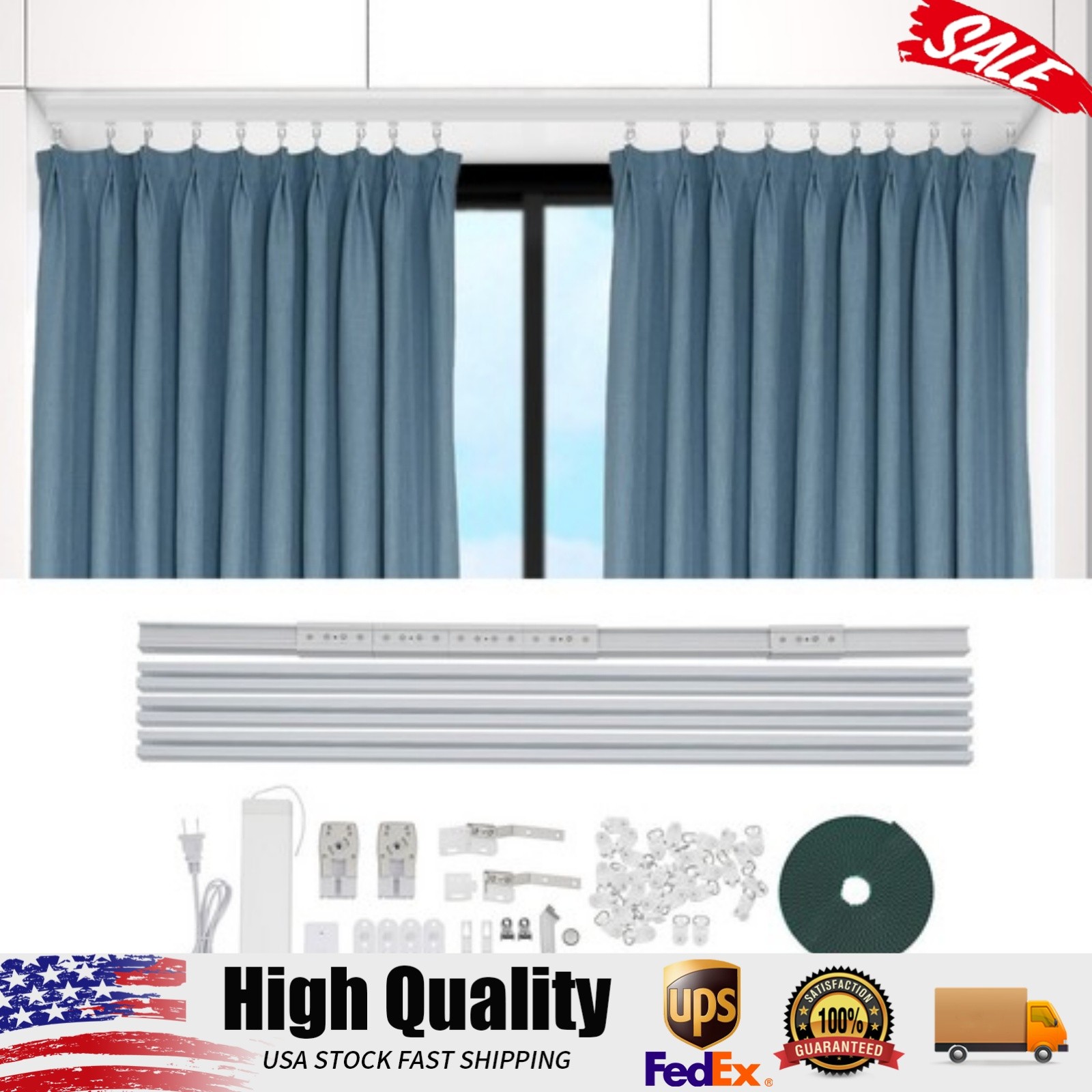 Motorized Curtain Track Electric Curtain Track DIY White With Remote Control NEW