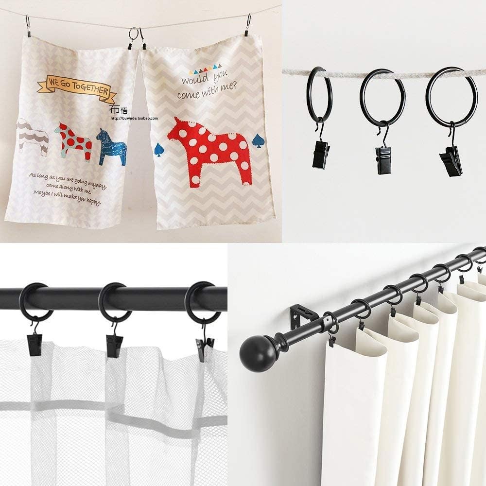 JANYUN 30 Pack Small Heavy-Duty Hook Clip Set Metal Curtain 30 Black, Black