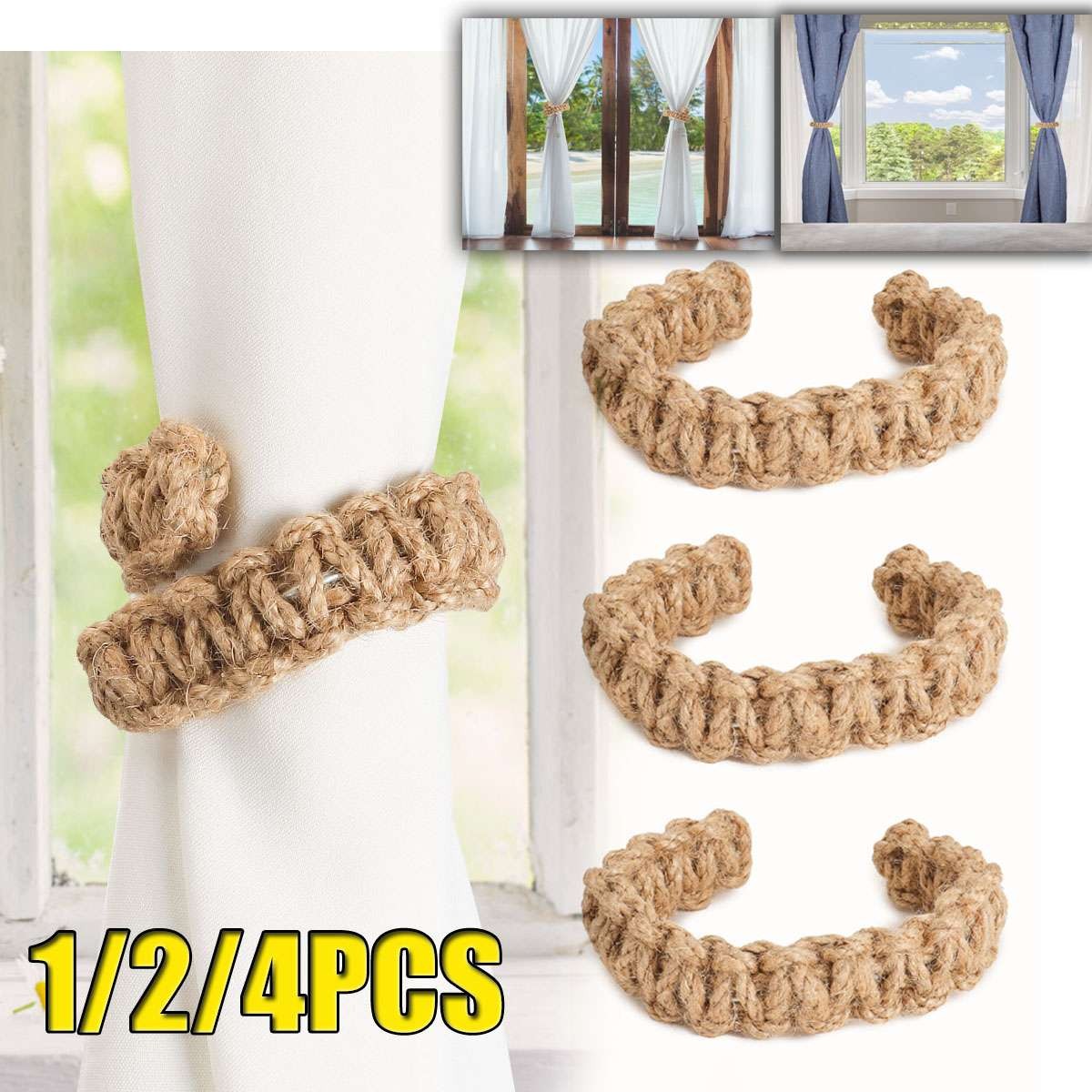 Curtain Tiebacks Rustic Curtain Holdbacks Braided Curtain Ties Handmade Curtain