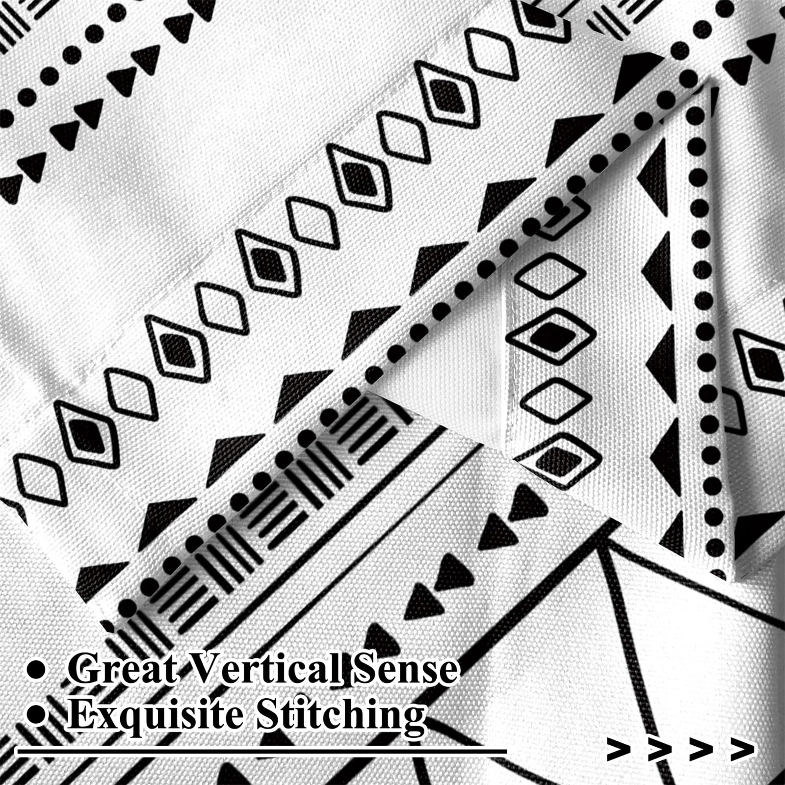 26 x 45 Inch Boho Kitchen Curtains Tier Rod Pocket Linen Fabric Bohemian Geom…