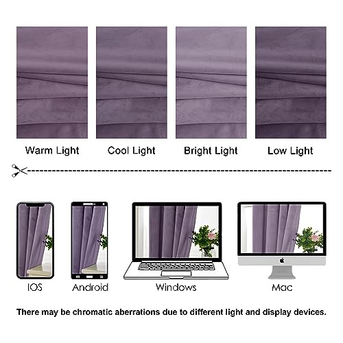 Purple Velvet Curtains 96 Inches Long, 52″W x 96″L (Pack of 2) Lavender