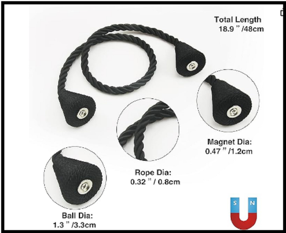 Pack Magnetic Curtain Tiebacks Rope Modern Handmade Curtain Tie Backs 2 Black