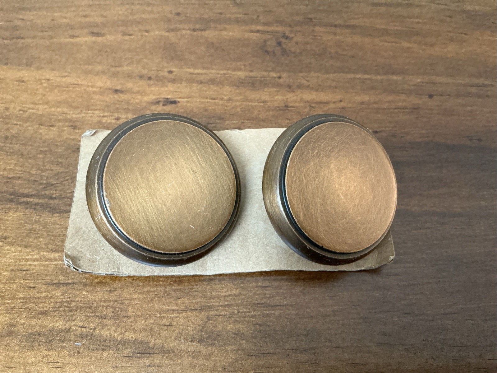 Pottery Barn SOMORSET Round End Cap Finials Set of 2 BURNISHED BRASS 1.25″ NOB