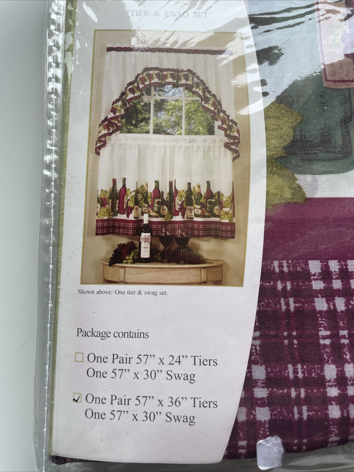 Chardonnay Bottle Printed Kitchen Curtain, 57×36 & 57×30 Inches