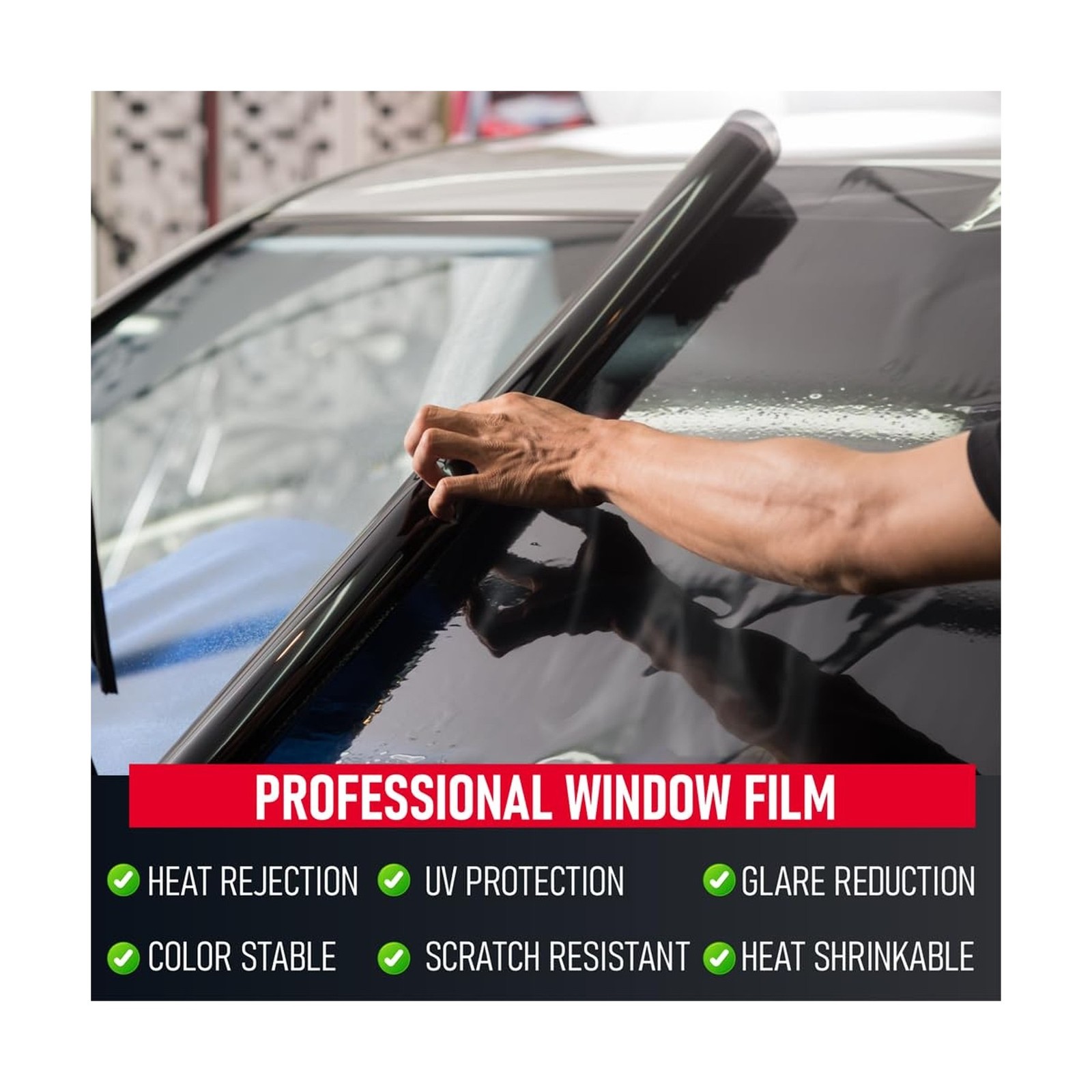 United Window Tint 24″In 100’Ft Nano Carbon 2Ply Charcoal 20% VLT – Clear Pol…