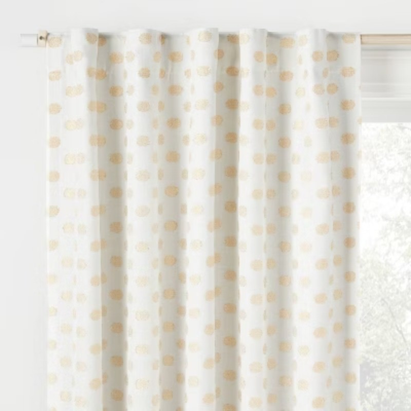 Clipped Dotted Kids' Blackout Window Curtain Panel Metallic Gold