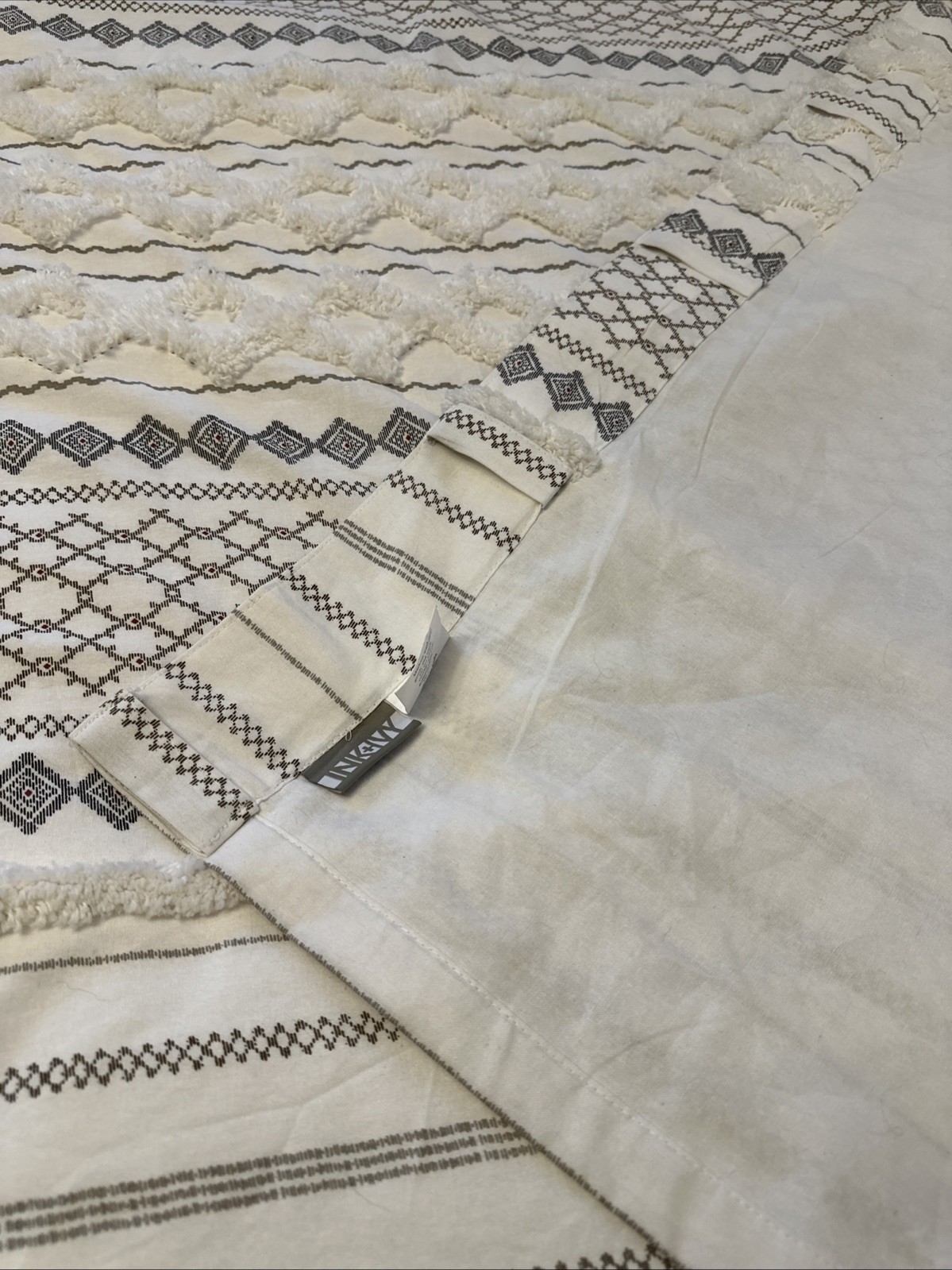 INK+IVY Imani 100% Cotton Single Panel Curtain Chenille 51”x85” Geometric Boho