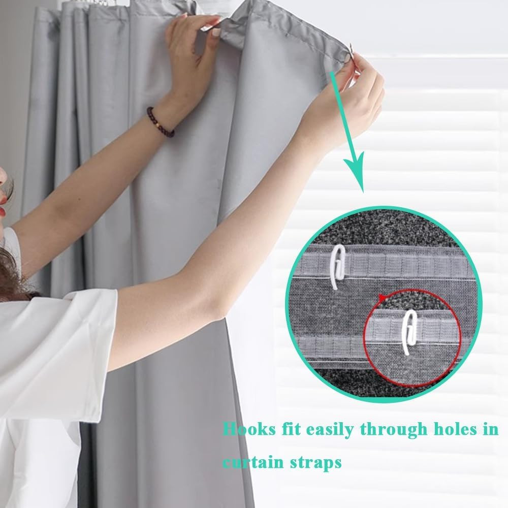 Translucent Wave Curtain Pleat Tape with 100 Hooks, Ripple Fold Tape Nylon Drape