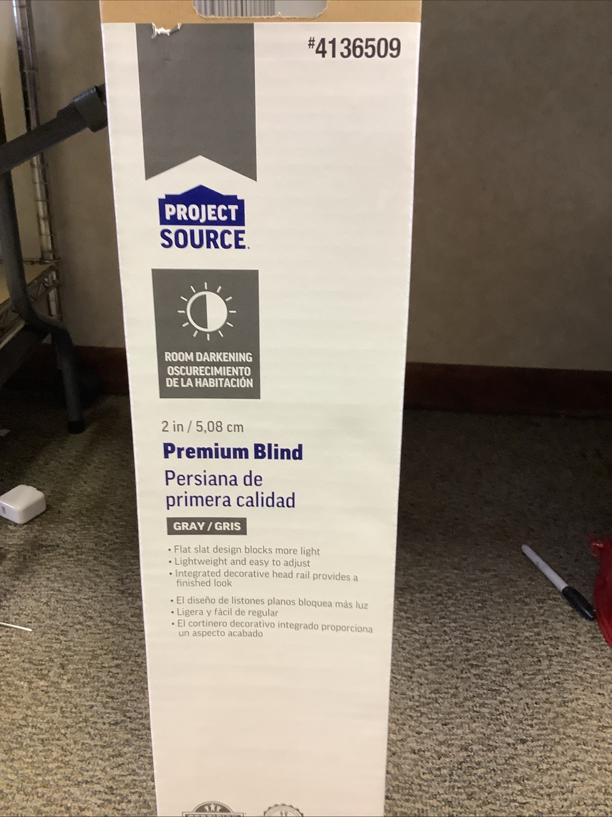 Project Source Gray Room Darkening Horizontal Blinds 2 in Slat 36 x 64 in