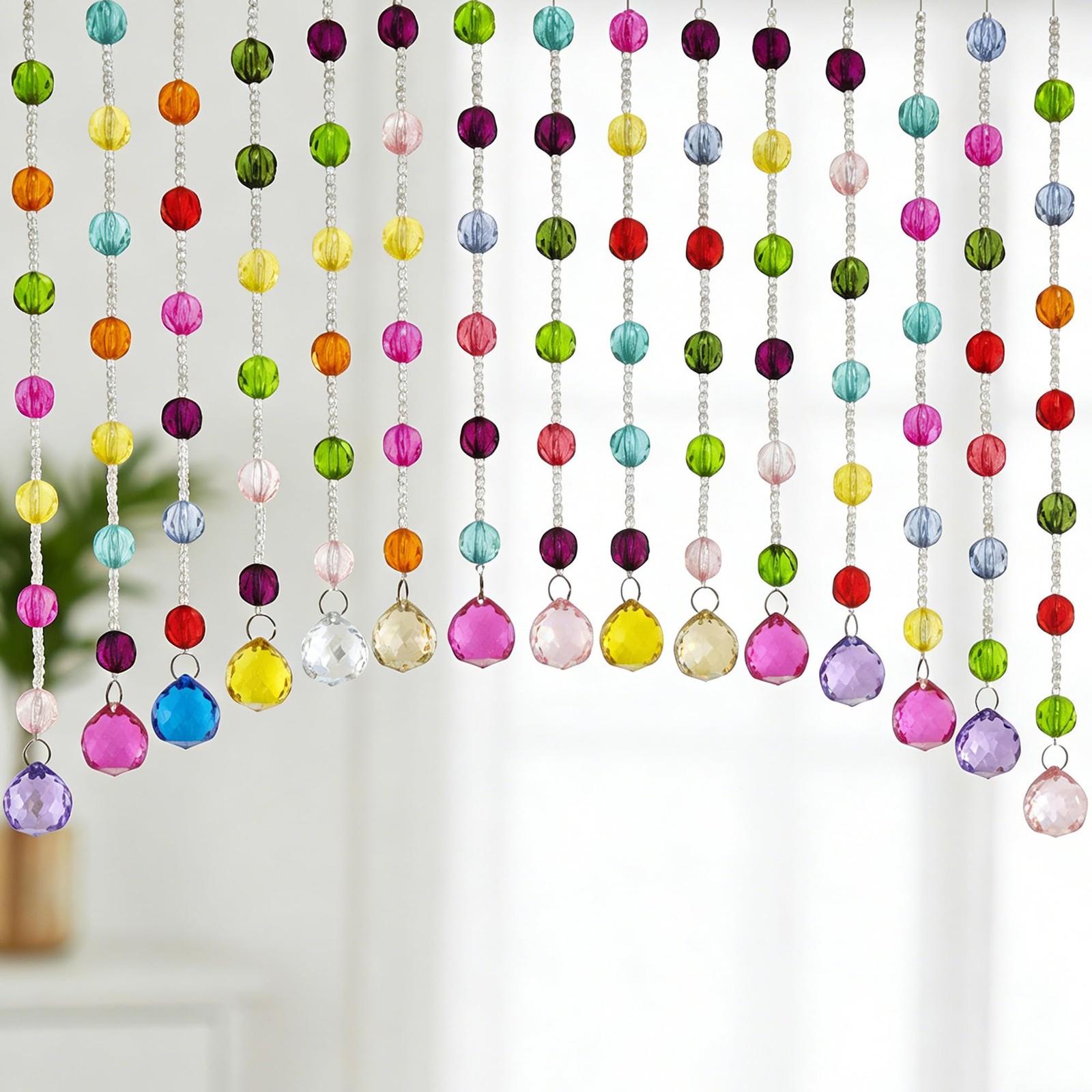 Acrylic Multicolor Beaded Door Curtain, 36″W x 19″L (Pack of 20), Colorful