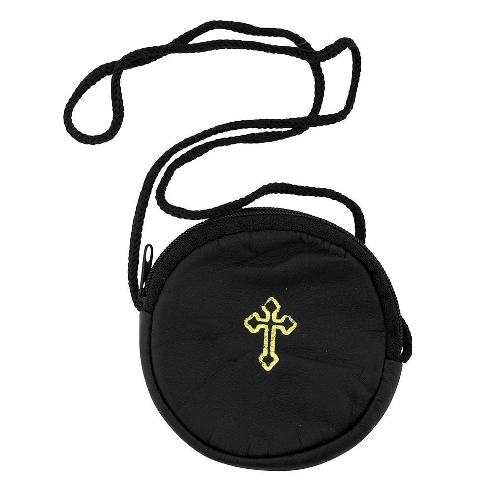 4″ Black Round Burse | Perfect for Pyx Travel and Communions | Holds Most Sin…