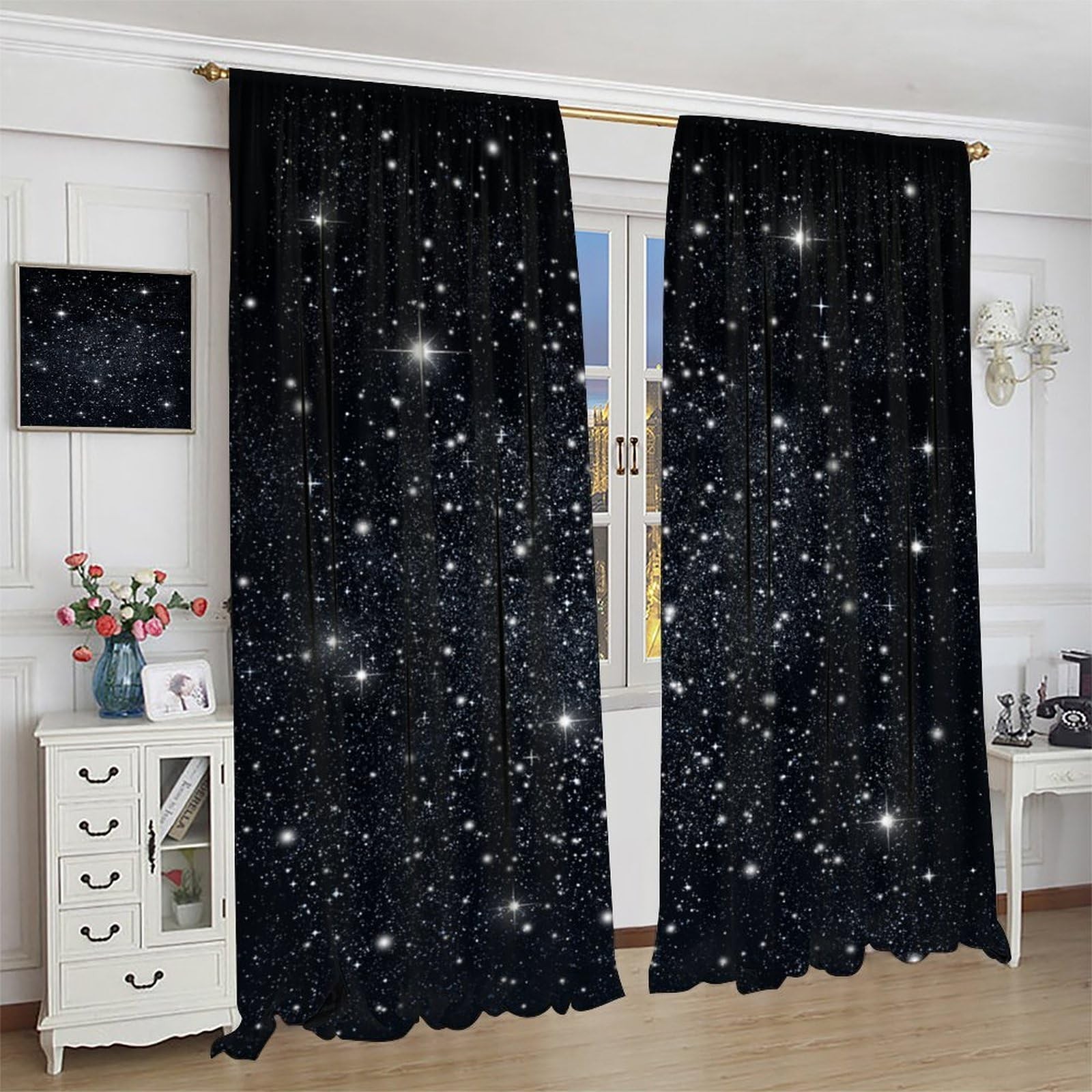 Galaxy Blackout Curtains Night Starry Sky Stars Fantasy Galaxy Universe Art P…