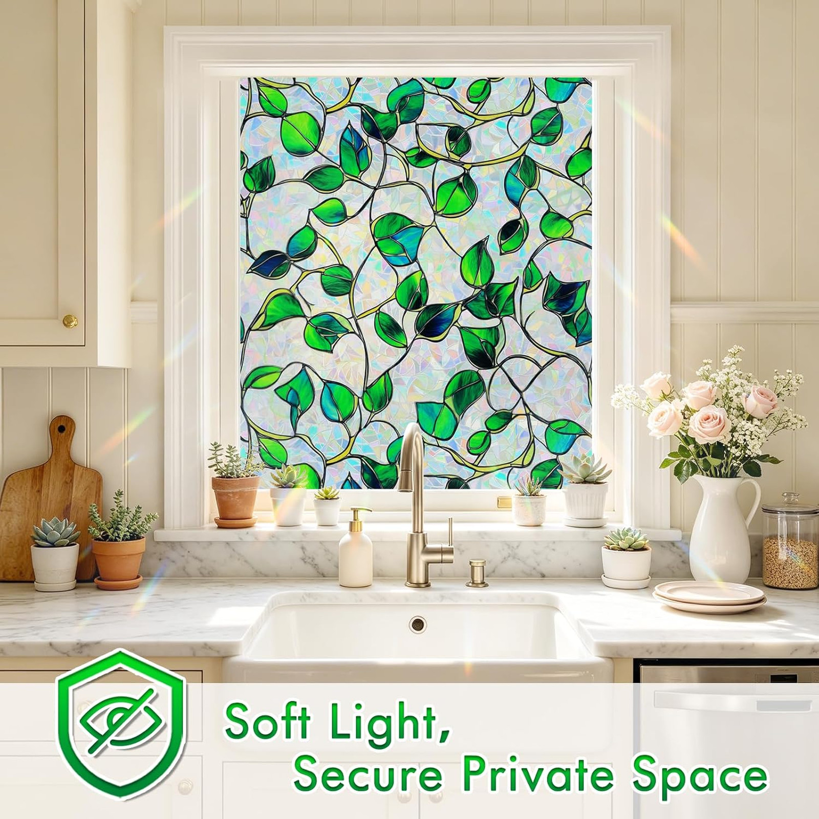 Rainbow Window Privacy Film UV Blocking Heat Control Anti-Glare Decorative
