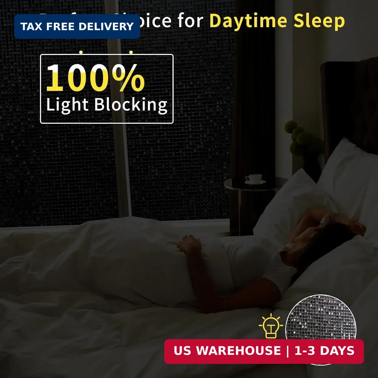 JAYONG Total Blackout Window Film with Installation Tools, 100% UV Blocking Room