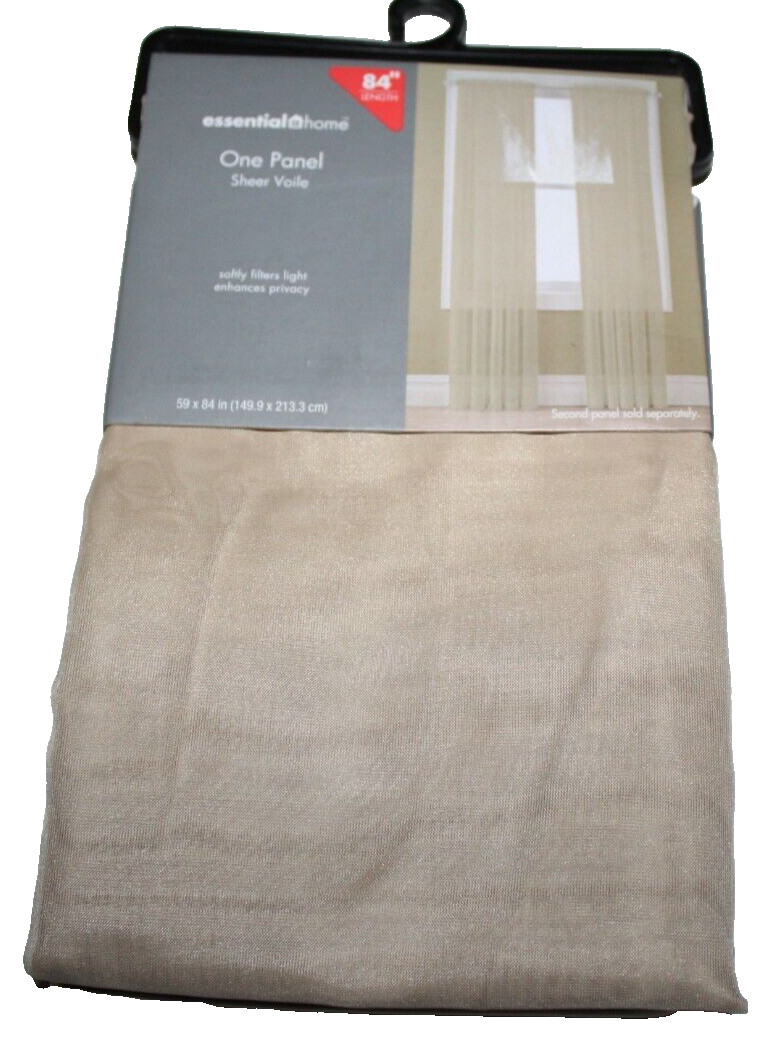 Essential Home One Solid Taupe Sheer Voile Panel – 59″ x 84″