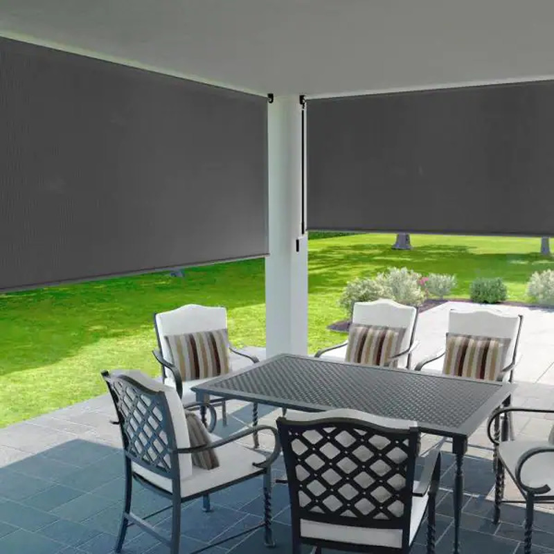 Exterior Roller Shade Cordless UV Blocking Fade Resistant Fabric 120 W X 72 In L