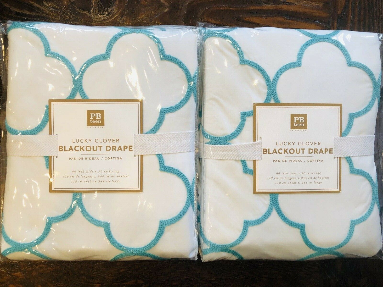 Pottery Barn Lucky Clover Embroidered Blackout Curtains Drapes Beach Decor Teen