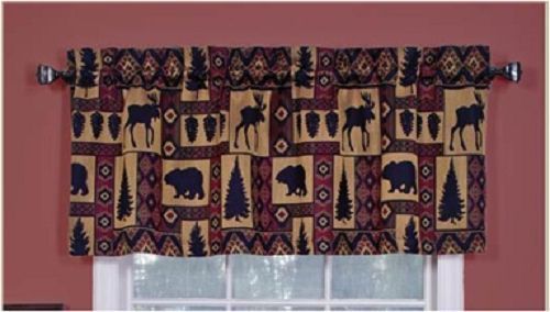 Cabin Pine Retreat Lodge Tapestry Window Valance, Modern Rustic 54″x16″ – NEW