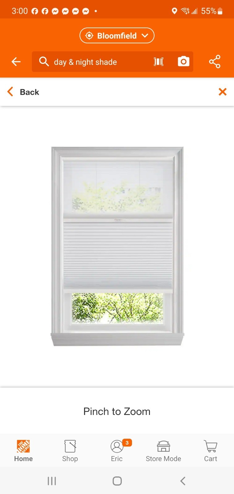 CUT TO 34″ x 64″L Snow Drift/Shadow White Cordless Day and Night Cellular Shade