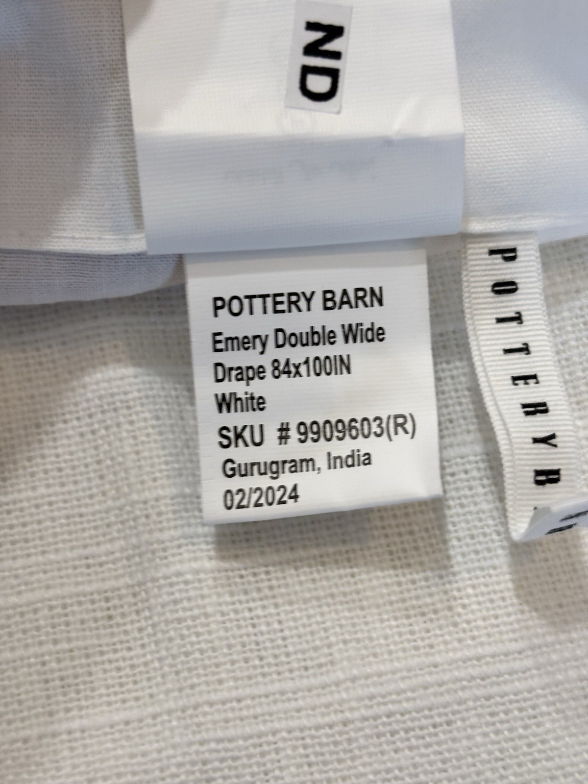 Pottery Barn Emery Linen Curtainv~vWhite~ 100″ W x 84″ L~ LF