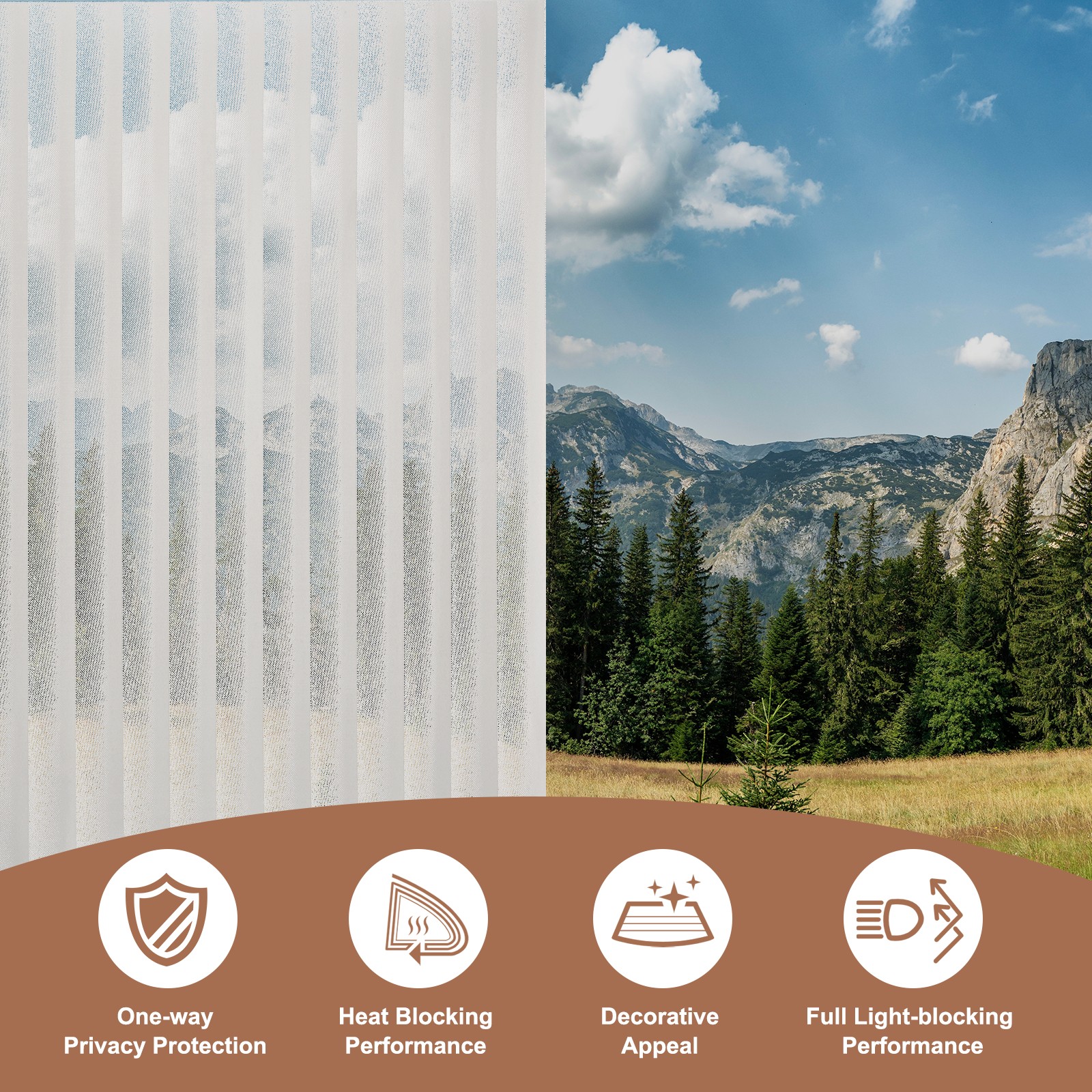 78.7 x 15.7 Inch Glass Window Privacy Film Day & Night Blinds Pattern