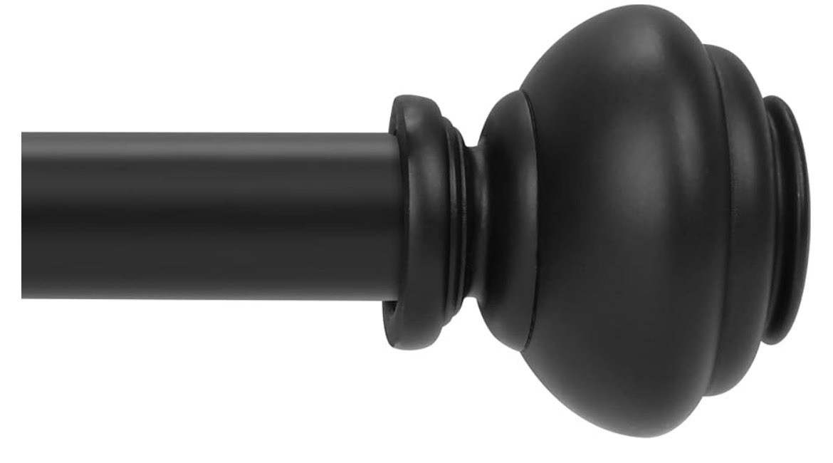 1 Inch Black Curtain Rods Heavy Duty 48 To 84 Inch Standard Decorative Set